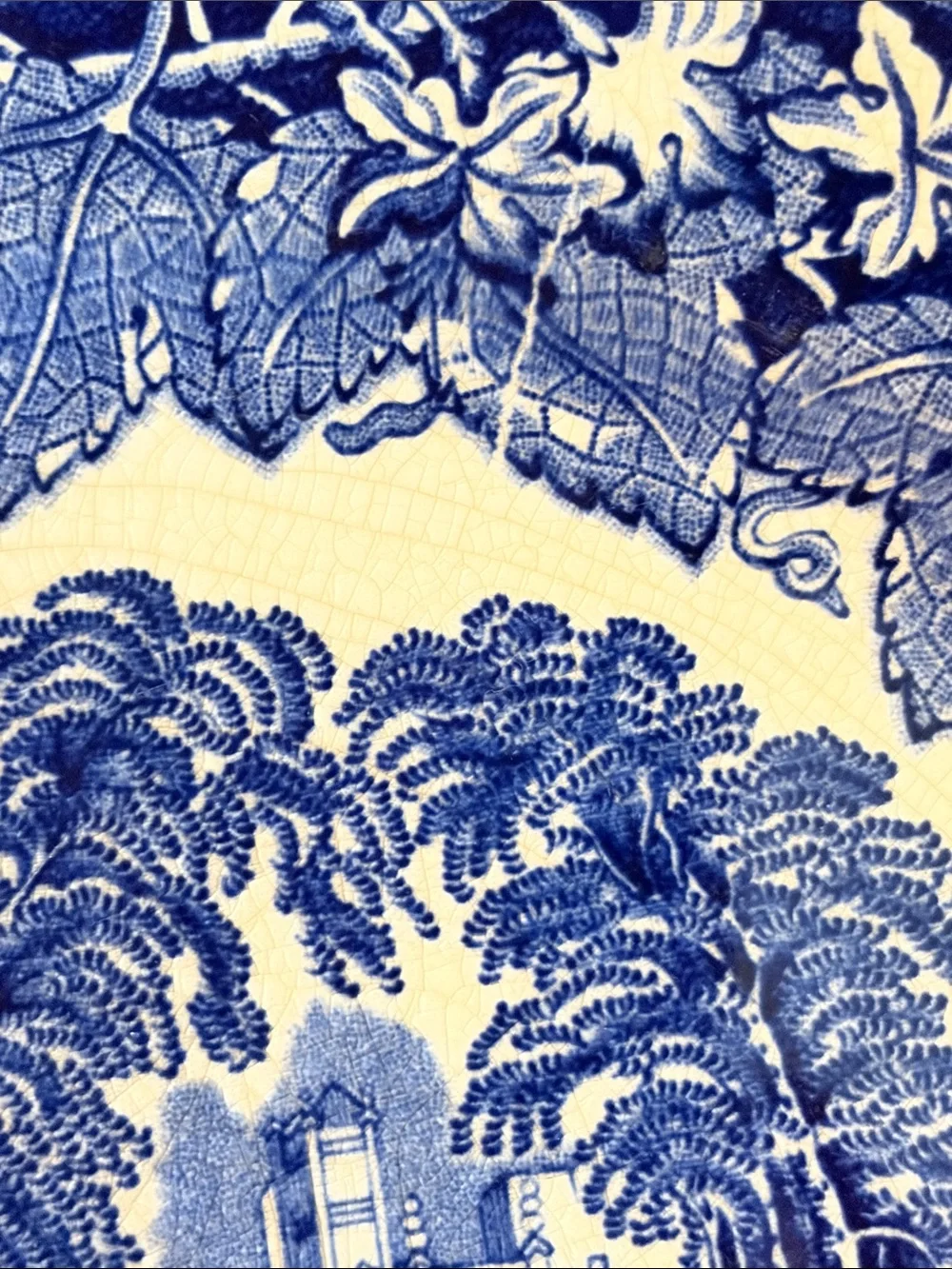 Mason Luncheon Plate. Blue and White “Vista” Pattern Scenic Transferware